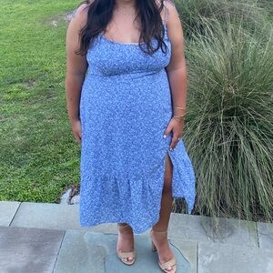 Abercrombie and Fitch blue floral adjustable strap midi dress